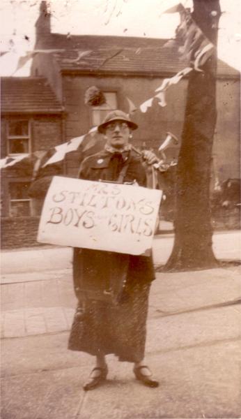 Coronation 1937  - Mrs Stilton.JPG - The Coronation Celebrations at Long Preston in 1937  Bob Slater as  Mrs Stilton - Leader of the Jazz Band .